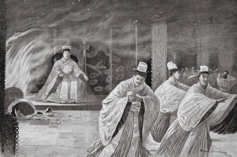 皇帝在宫中自焚（石版画） 作者 亨利·查尔斯·塞普金斯·赖特
