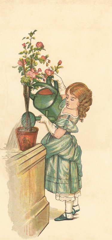 The Princess Gardening (colour litho) 作者 亨利·赫瑟灵顿·埃默森