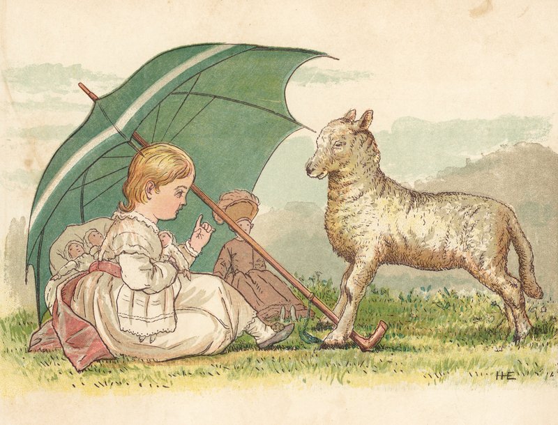 The Princess and the Lamb (colour litho) 作者 亨利·赫瑟灵顿·埃默森