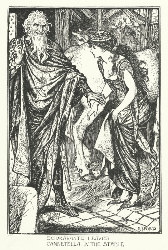 斯科拉万特将坎内泰拉留在马厩里（雕版画 作者 亨利·正义·福特