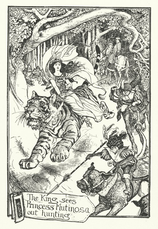 国王看到穆蒂诺萨公主出去打猎（雕版画 作者 亨利·正义·福特