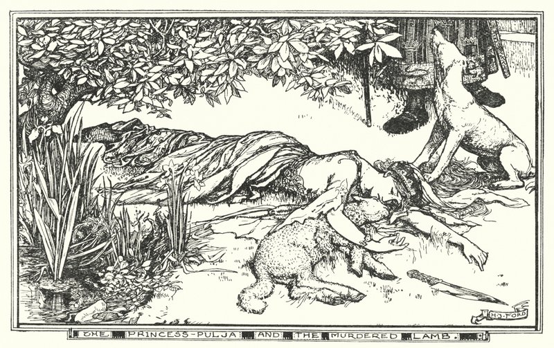 普尔亚公主和被谋杀的羔羊（石版画 作者 亨利·正义·福特