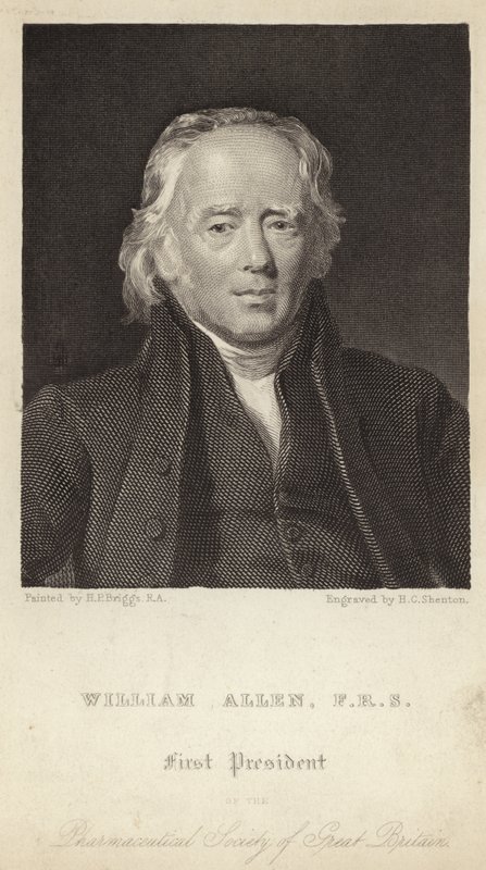 威廉-艾伦--英国药学会首任会长（1770-1843 年）（雕刻） 作者 亨利·佩罗内（后）布里格斯