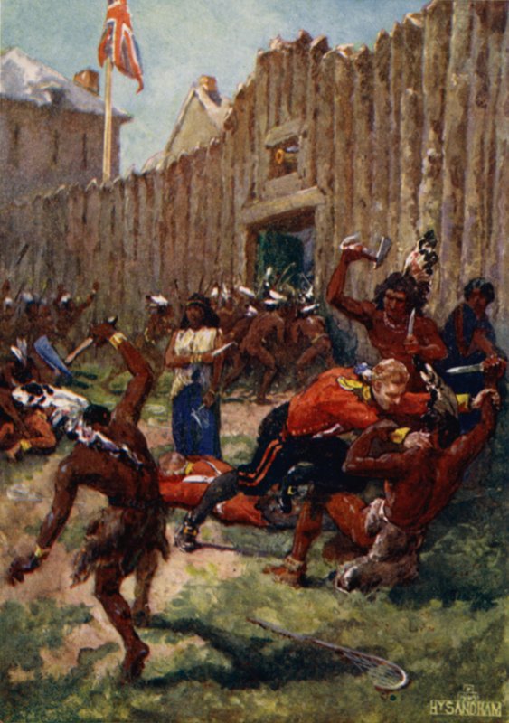 Ojibwe印第安人在1763年在Fort Michilimackinac的令人惊讶的英国人 作者 亨利·桑德姆（Henry Sandham）