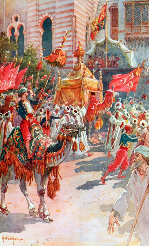 1869年2月5日，在开罗的威尔士王子和公主的圣地游行 作者 亨利·桑德姆（Henry Sandham）