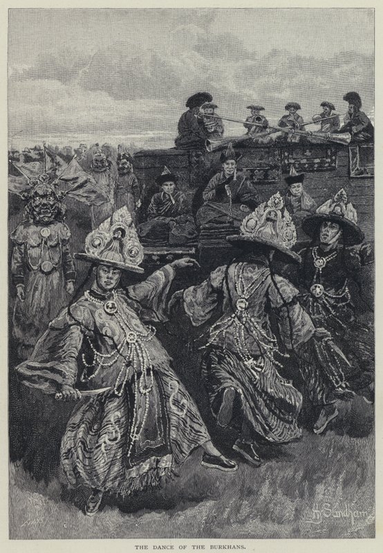 布尔汗人的舞蹈（石版画） 作者 亨利·桑德姆（Henry Sandham）