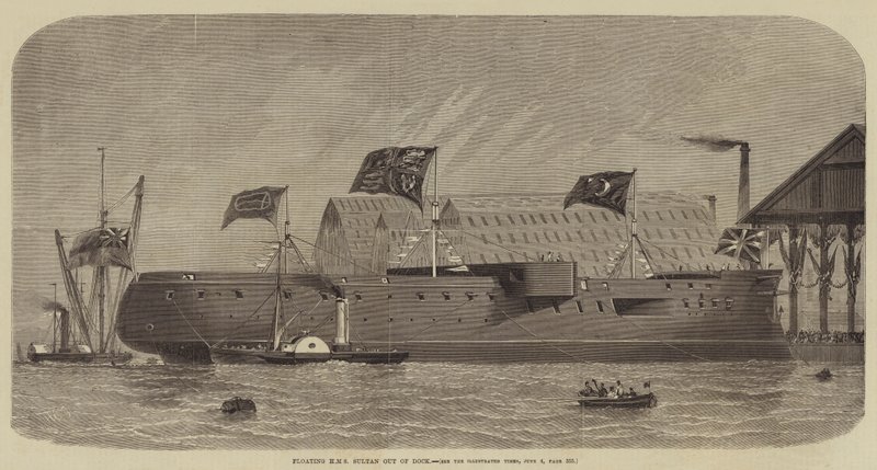 漂浮HMS Sultan离开码头 作者 亨利·斯佩农·托泽