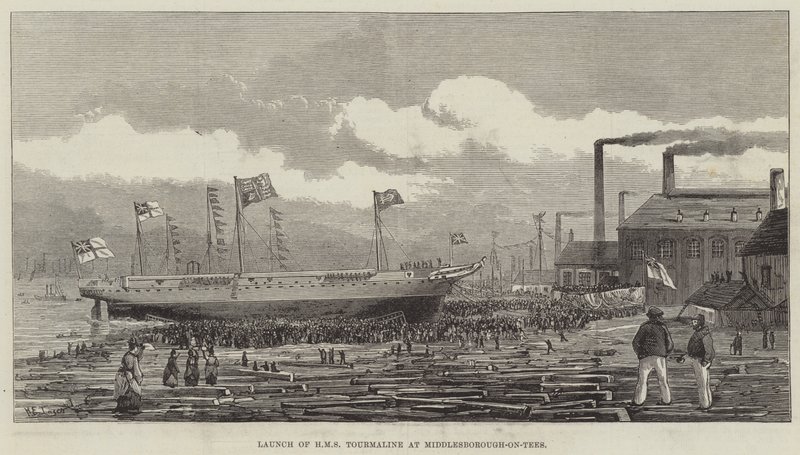 在Middlesborough-on-Tees推出HMS电气石 作者 亨利·斯佩农·托泽
