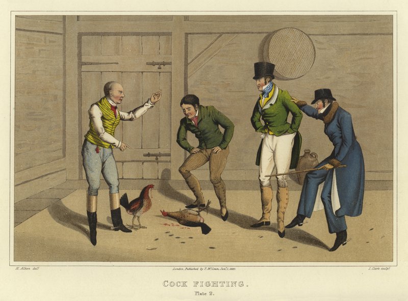 公鸡战斗（chromolitho） 作者 亨利·托马斯·阿尔肯