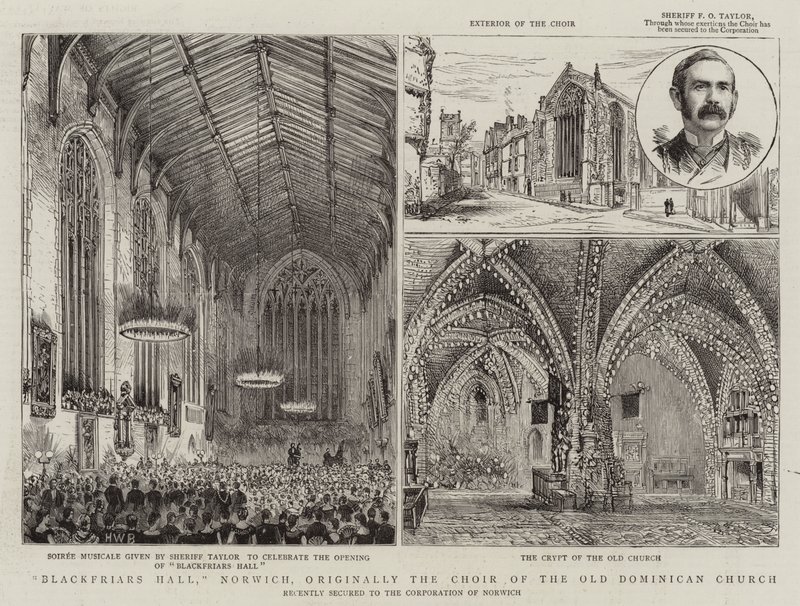 Blackfriars Hall，Norwich，最初是多米尼加老教堂的合唱团 作者 亨利威廉布鲁尔