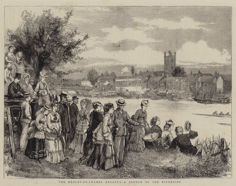 泰晤士河畔亨利帆船赛（Henley-on-Thames Regatta），河畔草图 作者 亨利·伍兹