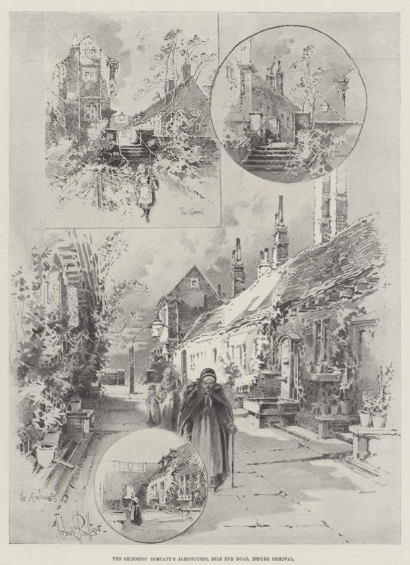 去除之前，Skinners&39;公司的Almshouses，Mile End Road 作者 赫伯特·雷顿