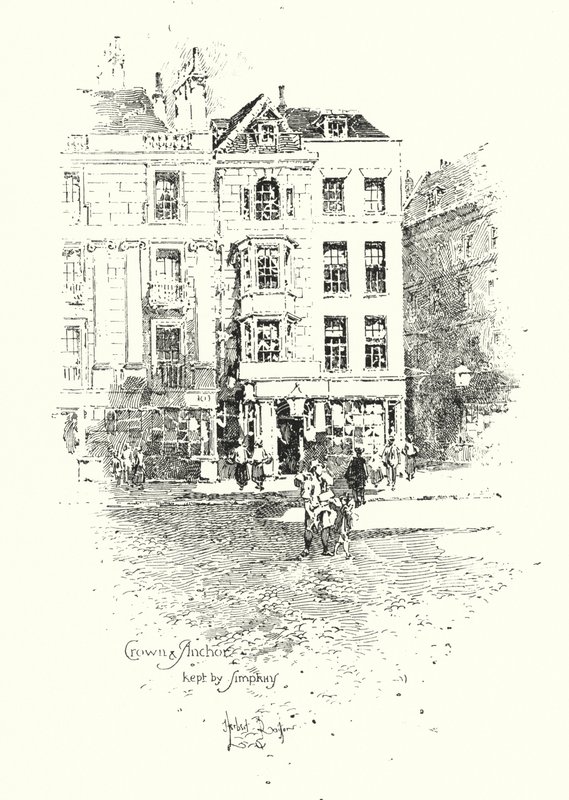 Crown and Anchor，Thomas Simpkin 保管，The Strand，伦敦（石版画） 作者 赫伯特（后）雷尔顿