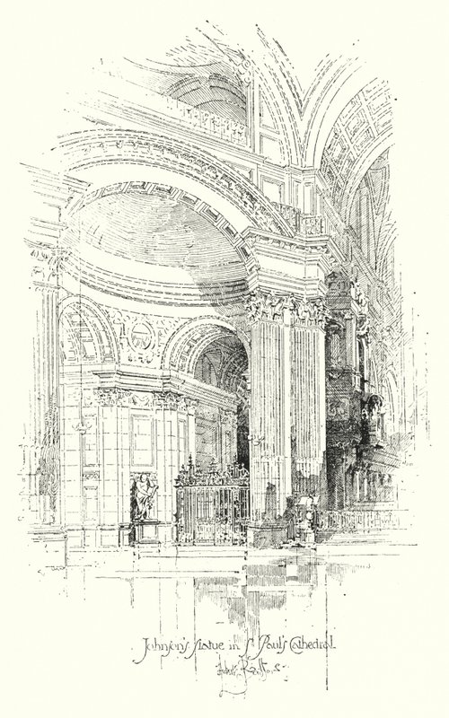 Dr Johnsons Statue, St Pauls Cathedral, London (litho) 作者 赫伯特（后）雷尔顿