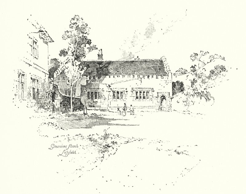 Grammar School, Lichfield, where Dr Johnson went to school (litho) 作者 赫伯特（后）雷尔顿