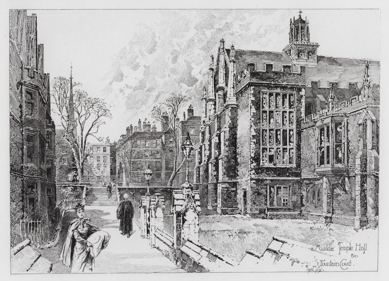 Middle Temple Hall and Fountain Court (engraving) 作者 赫伯特（后）雷尔顿