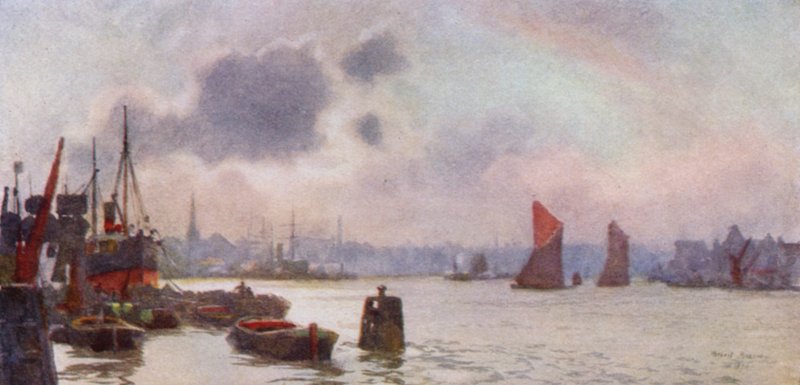 Lavender Wharf (colour litho) 作者 赫伯特·孟席斯（后）马歇尔