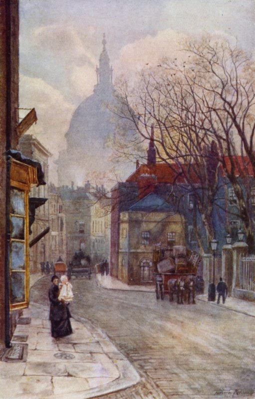 Little Britain, Aldersgate Street (colour litho) 作者 赫伯特·孟席斯（后）马歇尔