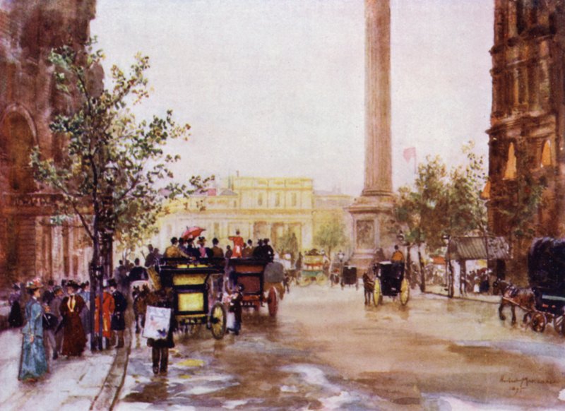 Northumberland Avenue (colour litho) 作者 赫伯特·孟席斯（后）马歇尔