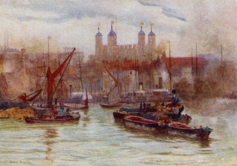 The Tower of London (colour litho) 作者 赫伯特·孟席斯（后）马歇尔