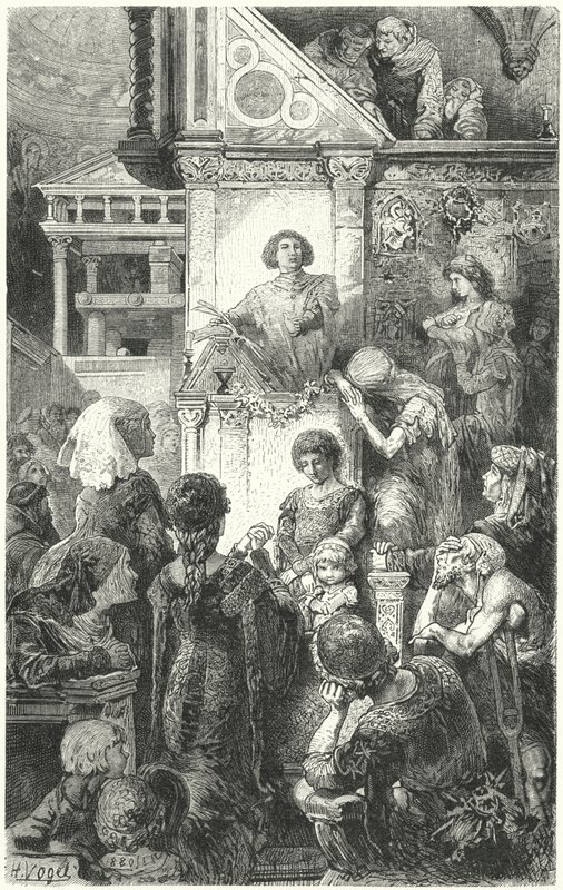Giovanni Boccaccio向14世纪的佛罗伦萨人民朗诵Dantes Divine Comedy 作者 赫尔曼·沃格尔