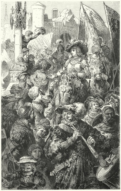 Landsknechts游行开始战争，16世纪 作者 赫尔曼·沃格尔