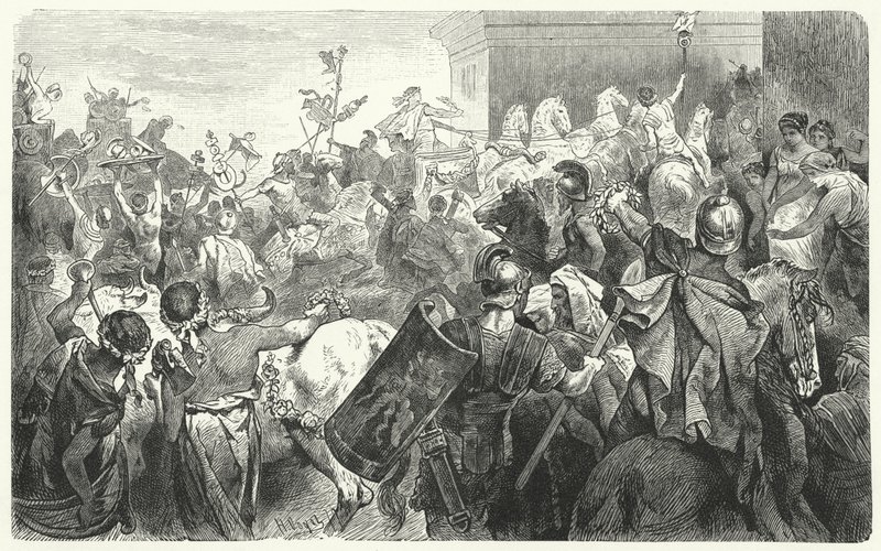 在公元前146年第三次布匿战争中迦太基被毁后，Scipio Aemilianus的胜利 作者 赫尔曼·沃格尔