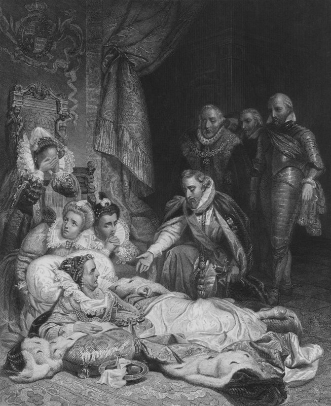 伊丽莎白女王之死（雕版画 作者 希波吕特·德拉罗什（Hippolyte Delaroche）