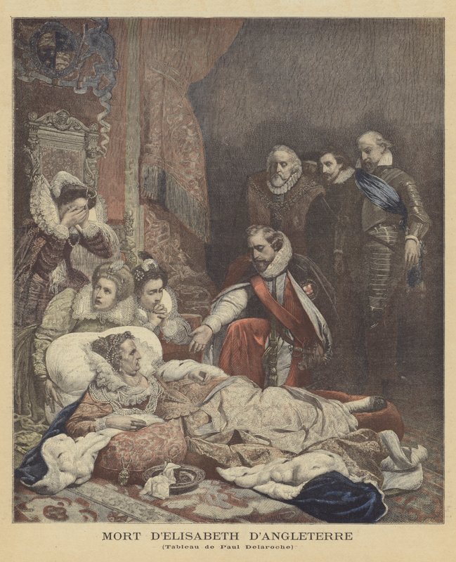 伊丽莎白一世的死亡，英格兰女王 作者 希波吕特·德拉罗什（Hippolyte Delaroche）
