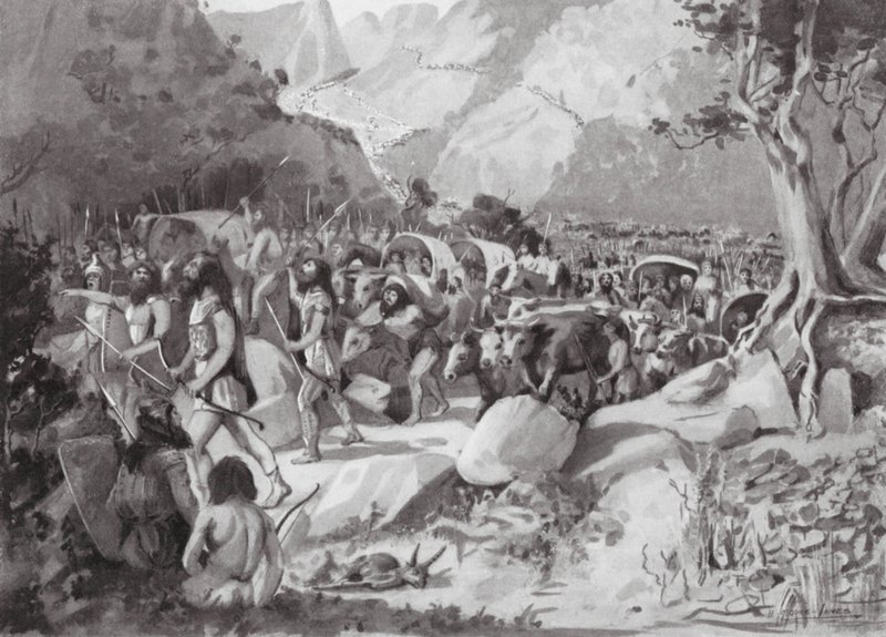 斯基泰部落通过小亚细亚山区山口的迁徙（石版画） 作者 霍勒斯·摩尔·琼斯