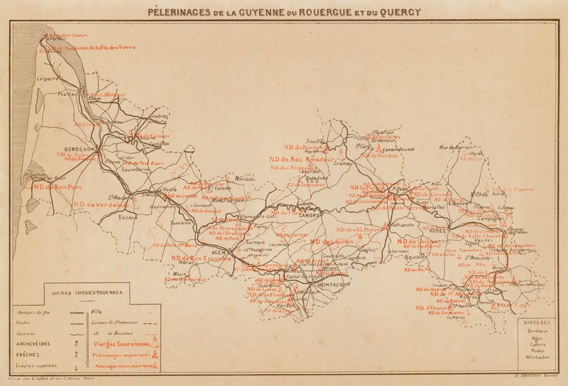 Pelerinages De La Guyenne Du Rouergue Et Du Quercy（彩色石版画） 作者 休伯特·克莱格（Hubert Clerget）