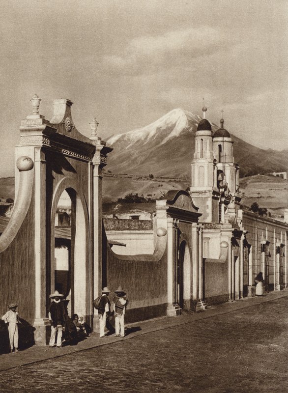 墨西哥：Chalchicomula 和 Pico de Orizaba（黑白照片） 作者 雨果·布雷默