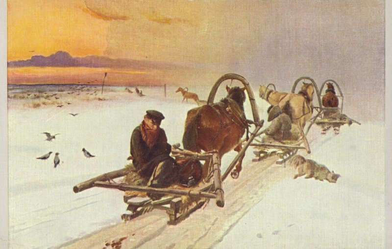 1871年在俄罗斯的一群雪橇 作者 Illarion Mikhailovich Pryanishnikov