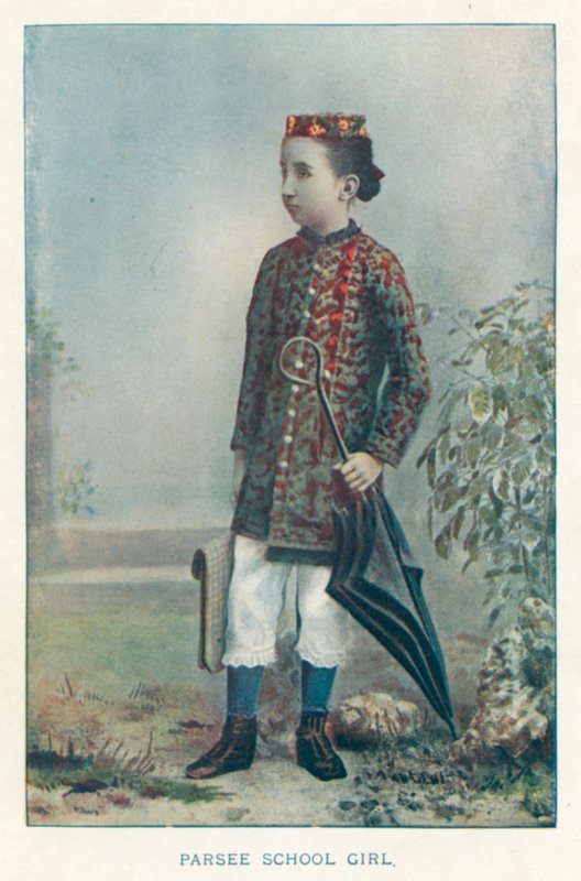 Indian Natives: Parsee School Girl (coloured photo) 作者 印度摄影师