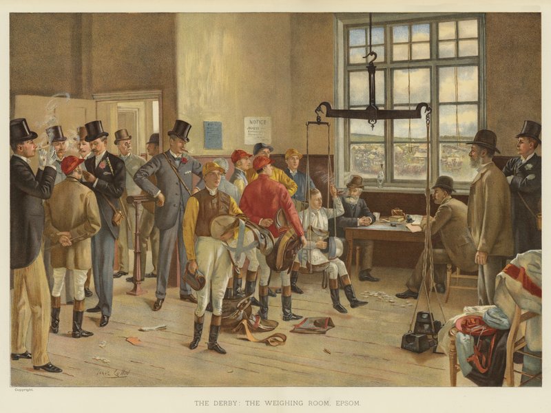 德比，称重室，Epsom（chromolitho） 作者 艾萨克·库林