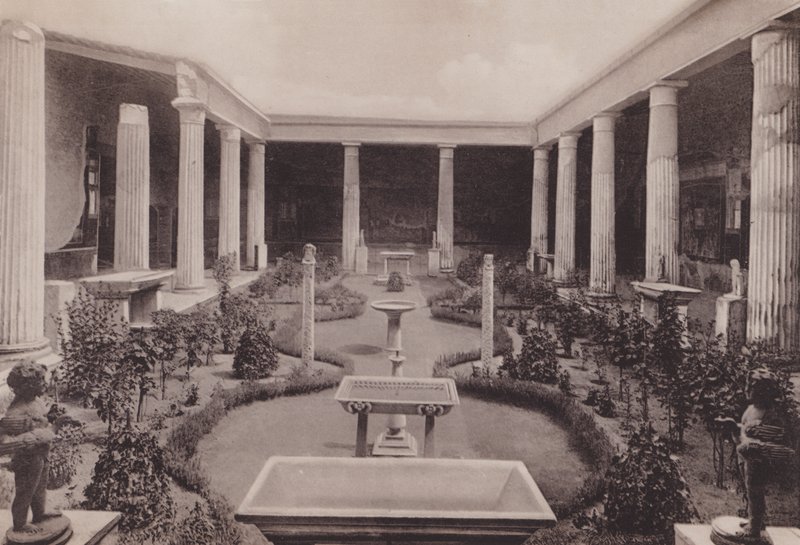 维提伊之家（Casa Dei Vettii），Peristilio，维提伊之家，Peristyle（黑白照片）。 作者 意大利摄影师