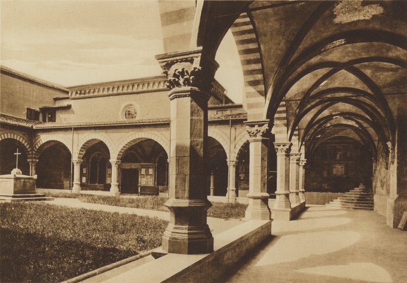 佛罗伦萨 / Florence: S Maria Novella教堂，绿色回廊，Fra Giovanni da Carpi（黑白照片） 作者 意大利摄影师