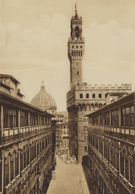 佛罗伦萨/Firenze: Portici degli Uffizi，根据瓦萨里的设计建造（黑白照片） 作者 意大利摄影师