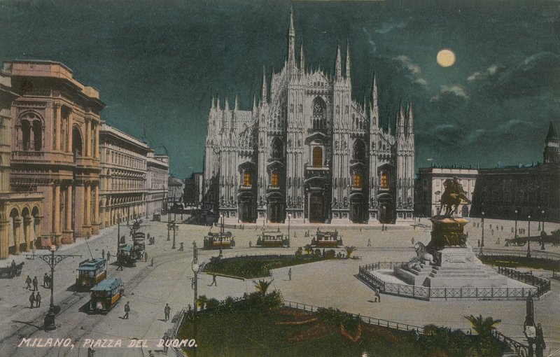 Piazza del Duomo，米兰。明信片于1913年寄出。 作者 意大利摄影师