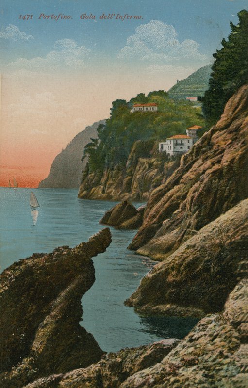 意大利波托菲诺。地狱峡谷。明信片于1913年寄出。 作者 意大利摄影师