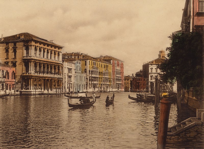 Venezia / 威尼斯：大运河和布朗宁宫（彩色照片） 作者 意大利摄影师