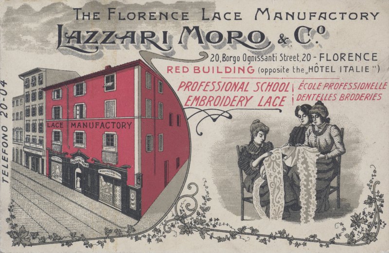 意大利佛罗伦萨Lazzari Moro & Co花边广告（彩色平版印刷 作者 意大利学校