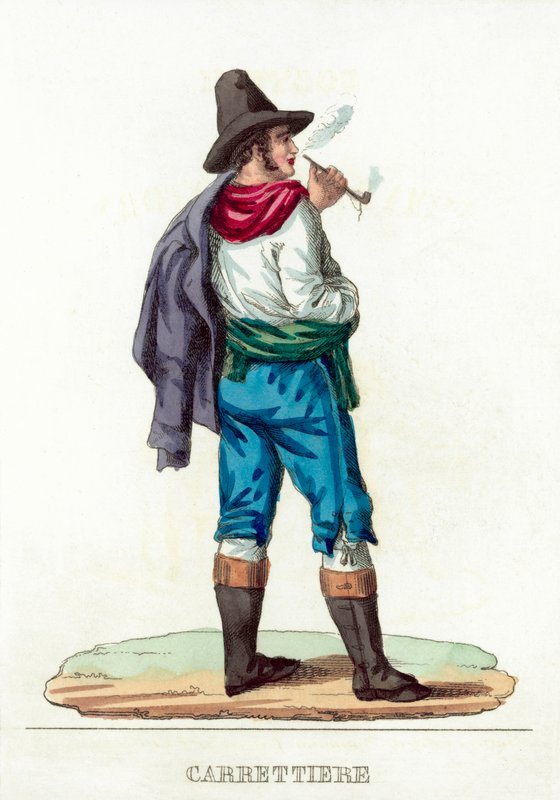 Carrettiere (coloured engraving) 作者 意大利学校