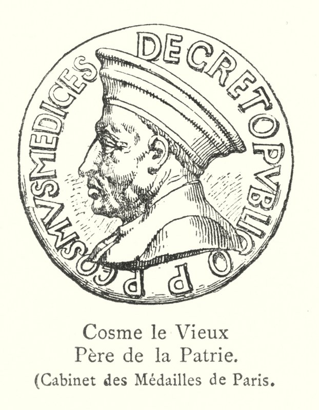Cosme le Vieux, Pere de la Patrie, Cabinet des Medailles de Paris（雕刻）。 作者 意大利学校