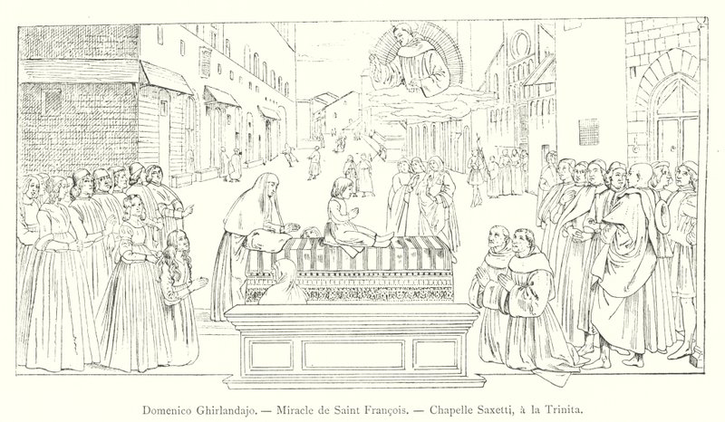 Domenico Ghirlandaio, Miracle de Saint Francois, Chapelle Sassetti, a la Trinita (雕刻) 作者 意大利学校