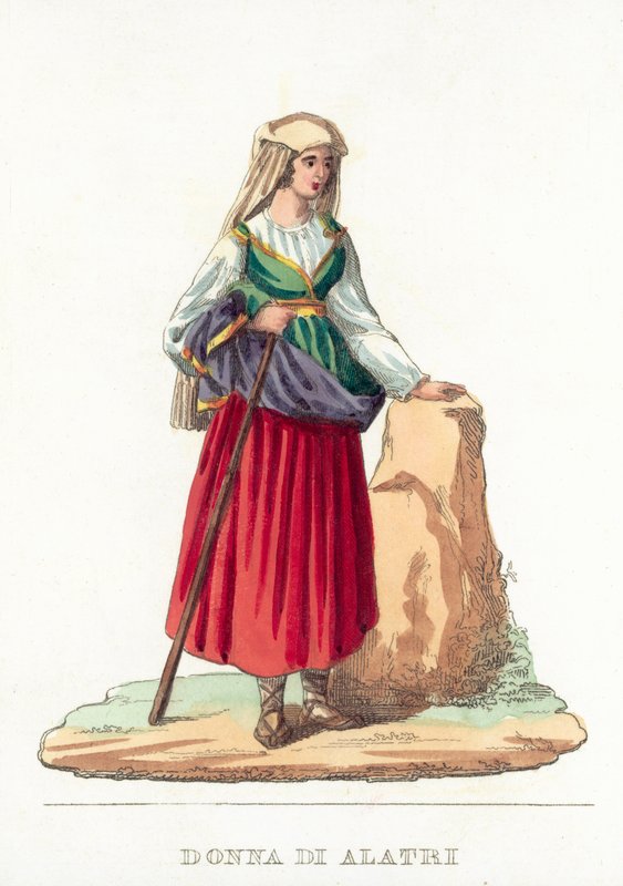 Donna Di Alatri (coloured engraving) 作者 意大利学校