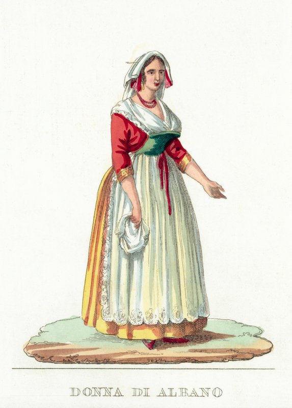 Donna Di Albano (coloured engraving) 作者 意大利学校