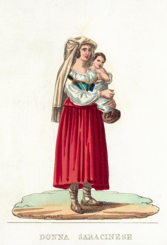 Donna Saracinese (coloured engraving) 作者 意大利学校