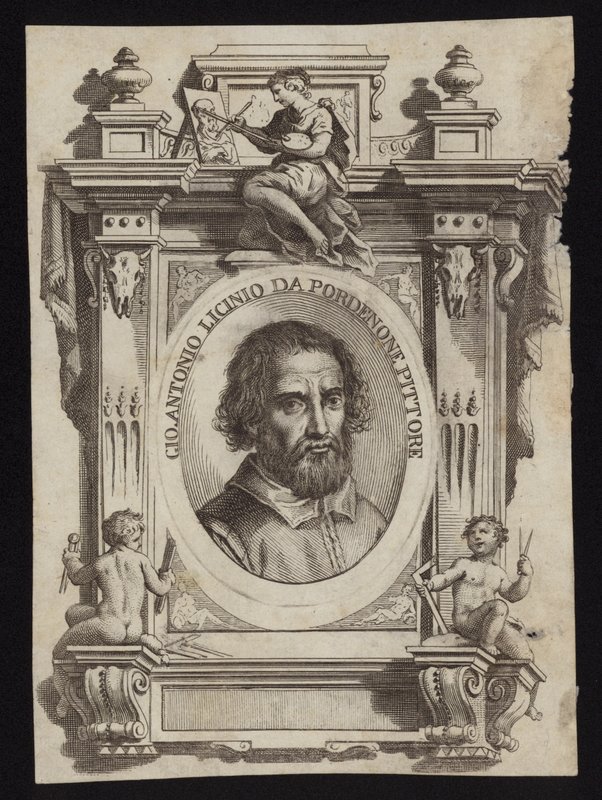 Giovanni Antonio de Sacchis，也被称为Il Pordenone和Giovanni Antonio Licinio。由Giorgio Vasari雕刻 作者 意大利学校