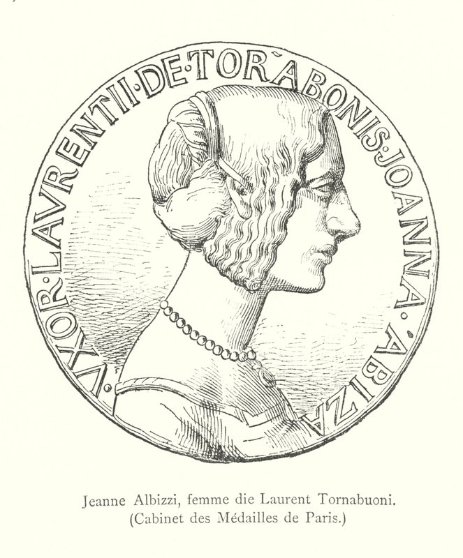 Jeanne Albizzi，Laurent Tornabuoni 的妻子，Cabinet des Medailles de Paris（雕刻） 作者 意大利学校